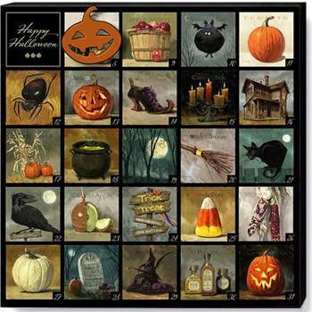 Sullivans Darren Gygi Hallowen Advent Calendar Canvas, Museum Quality Giclee Print, Gallery Wrapped, Handcrafted in USA