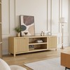 Fluted TV Stand for 80 inch, Modern Entertainment Center with Adjustable Shelves, Natural Oak TV & Media Cabinet 2-Tier Storage - 2 of 4