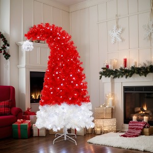 QingMoon 6 FT Whimsical Christmas Tree, Santa's Hat Shape Artificial Xmas Tree with 1050 PET Tips for Holiday Party and Home Decor - 1 of 4