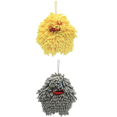 REGALWOVEN Soft Absorbent Chenille Decorative Hanging Ball Hand Towels 2 Pcs