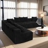 4-Seater Modular U-Shaped Sectional Sofa Striped Corduroy Chaise Lounge with Reversible Sofa for Living Room or Bedroom Couch-The Pop Home - 3 of 4