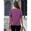 BLUEMING Womens T-Shirts Short Puff Sleeve Casual Blouses V Neck Smocked Cuff Tunic Tops Business Tops - 2 of 4