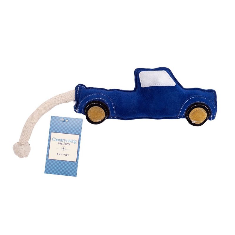 Country Living Blue Pickup Truck Dog Toy, Durable Vegan Leather, Safe for All Dog Sizes, Fun & Engaging Design, 1 of 6