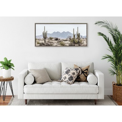 Tall Saguaro Cacti Desert Mountain Landscape Canvas Print