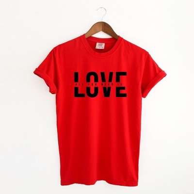 Simply Sage Market Women's Love Is All You Need Split Short Sleeve Garment Dyed Tee