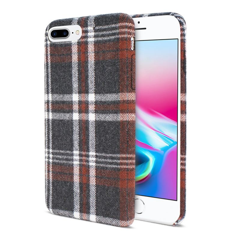 Reiko iPhone 8 Plus Checked Fabric Case in Brown, 2 of 5