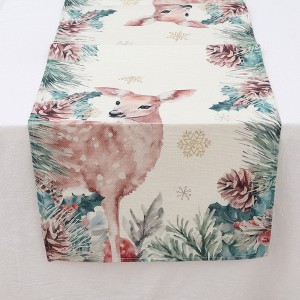 Unique Bargains Table Runner Rectangular Winter Christmas Pattern 9 Linen Colorful 1 Pc - 1 of 3