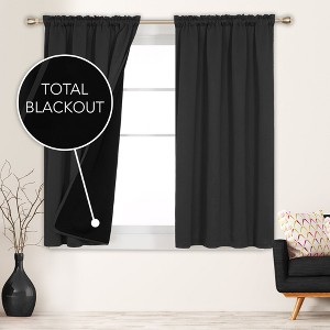 Deconovo ModernLuxury BlackOut RodCurtains For LivingRoom or BedRoom，Easy Clean,2Panels - 1 of 4