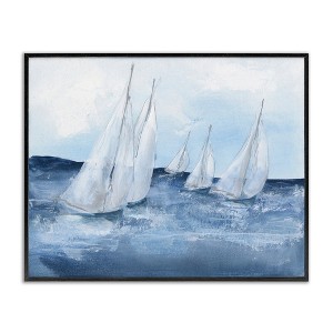 Stupell Industries White Sailboats Coasting Ocean Waters Blue Tide, 24" x 30" - 1 of 4