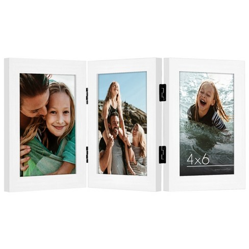 4x6 Three Picture Frame Trifold Hinged Photo Frame with 3 Opening