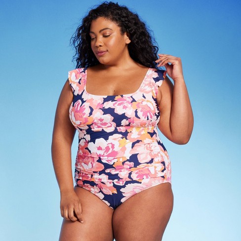 Kona Sol + Women’s Plus Size Ruffle One Piece Swimsuit