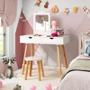 Infans Kid Vanity Table Chair Set with Mirror Large Storage Drawers Wooden Legs White - 3 of 4