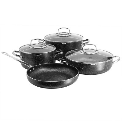 Korkmaz Ornella 7 Piece Non Stick Aluminum Cookware Set in Black