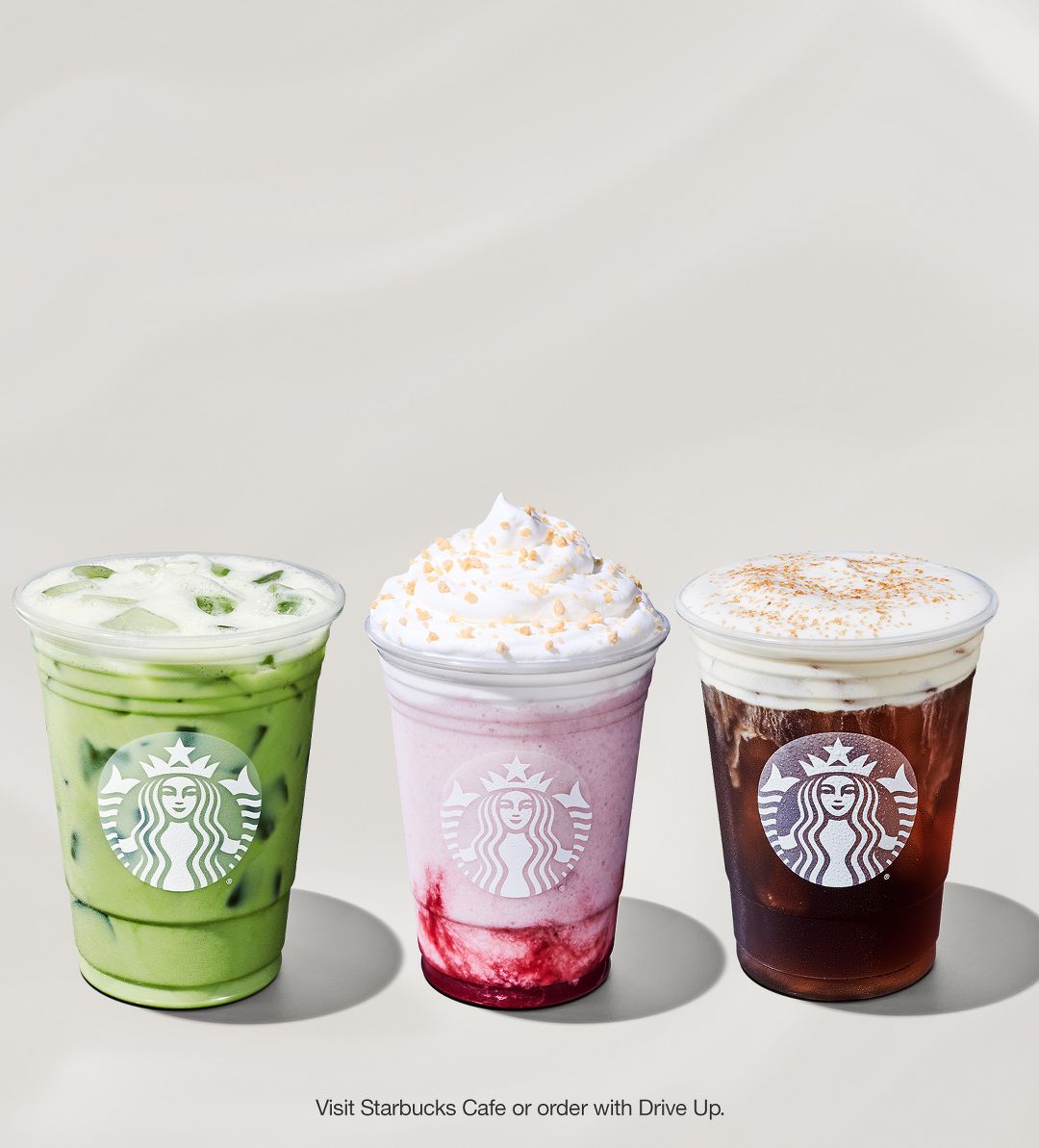 image of three seasonal Starbucks drinks