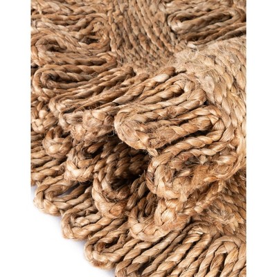 Handmade Round Brown Braided Jute Area Rug