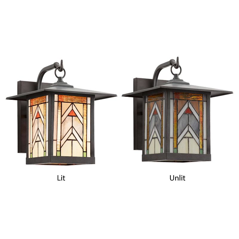 11.75&#34; 1-Light Geometric Outdoor Wall Lantern Sconce Oil Rubbed Bronze - River of Goods, 5 of 10