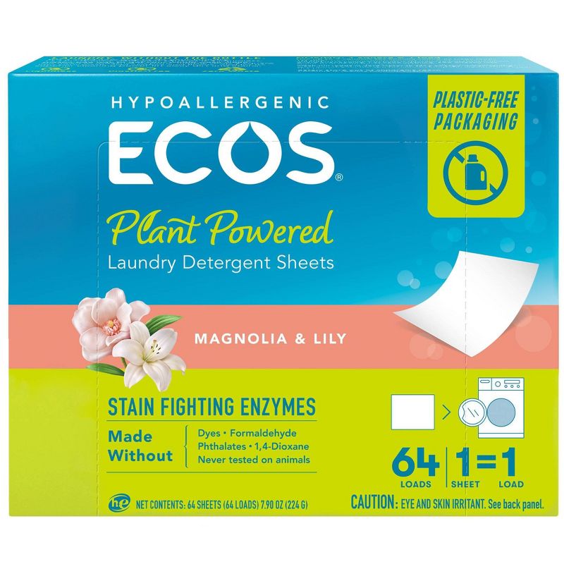 ECOS Plastic-Free Laundry Detergent Sheets - 7.9oz/64 Loads, 4 of 13