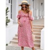 WhizMax Women's Maternity Dress Floral Ruffles Sleeveless Spaghetti Strap Dress V Neck A Line Tiered Flowy Nursing Dress - 2 of 4