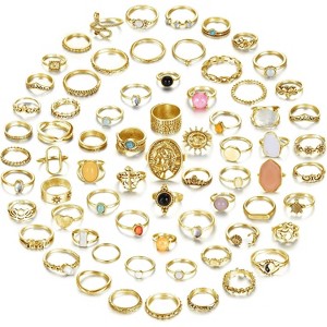 70 Pcs Vintage Crystal Ring Set Knuckle Rings for Women Bohemian Stackable Joint Rings Retro Boho Stacking - 1 of 4