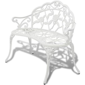 vidaXL Garden Bench White Cast Aluminum and Cast Iron 39.4 in Durable - 1 of 4