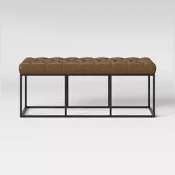 Trubeck Tufted Metal Base Bench Faux Leather Brown - Project 62™