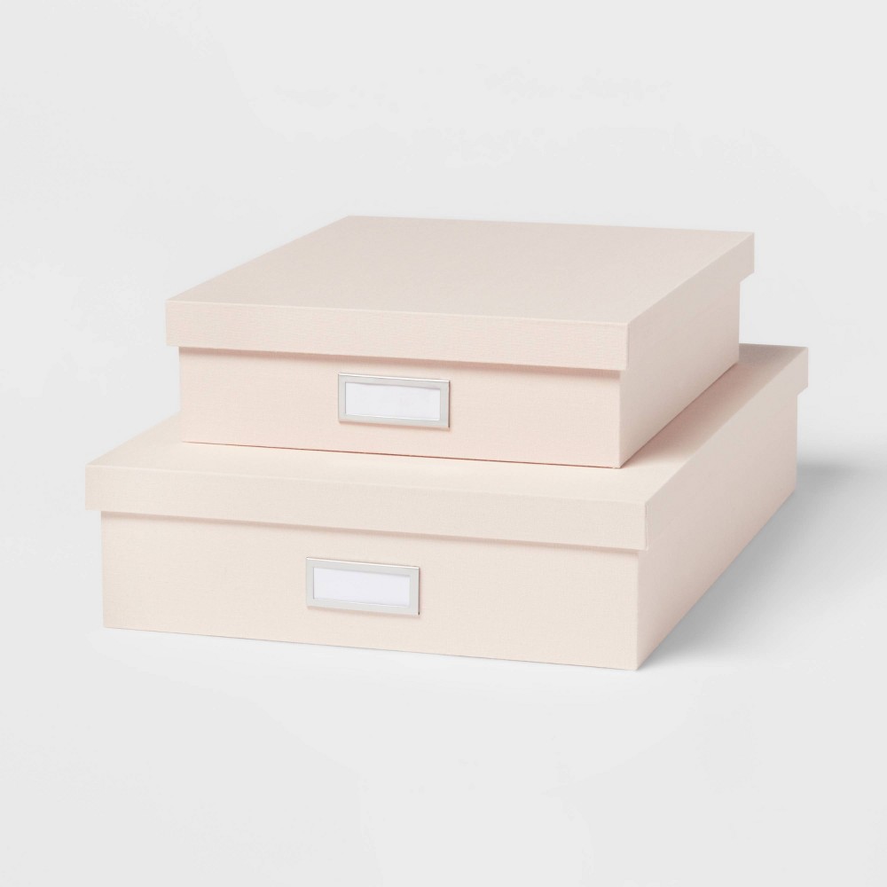 Photos - Accessory Canvas Desk Storage Box Set of 2 Blush - Brightroom™