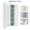Fontoi Decorative Storage Cabinets, 2 Shapely Doors Cabinet with Horizontal Holes, Freestanding Cabinet, White, 31.5"*17.72"*70.87" - 2 of 4