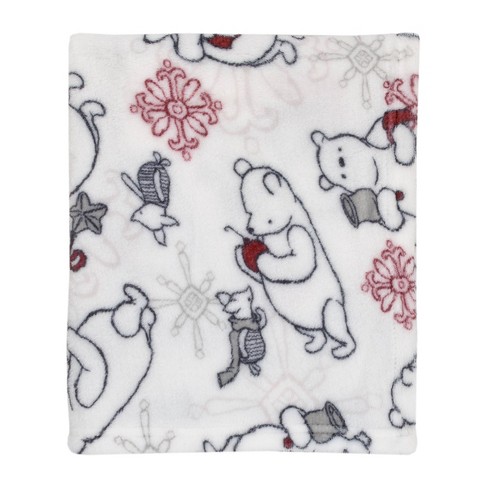 Disney Baby Winnie the Pooh Hugs Gray Soft Fleece Baby Blanket