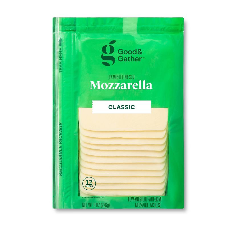Mozzarella Deli Sliced Cheese - 8oz/12 slices - Good &#38; Gather&#8482;, 1 of 5