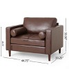 GDFStudio Hixon Contemporary Faux Leather Tufted Club Chair with Bolster Pillows - 3 of 4