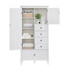 Ridstar 61.8 in. H White Bathroom Storage Cabinet with Doors, Four Drawers & Adjustable Shelves - 3 of 4