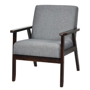 Tangkula Wooden Upholstered Accent Chair Fabric Armchair Home Office - 1 of 4
