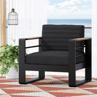 Outdoor Club Chair with Cushions and Sturdy Aluminum Frame, All-Weather Patio Accent Armchair for Balcony or Backyard – The Pop Home
