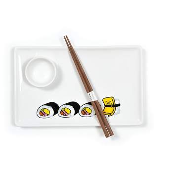 Seven20 Gudetama Stoneware Sushi Set | Plate | Wasabi Dish | Chopsticks