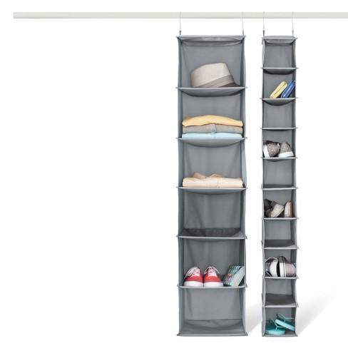 6 Shelf Hanging Closet Organizer Gray   Room Essentials™ : Target