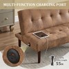 Racxily Foldable Sofa Bed, Flannel Upholstered Adjustable Back Sofas, Recliner Futon Couch with Charging Port for Living Room - 3 of 4