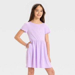 Girls' Short Sleeve Ribbed Dress - Cat & Jack - 1 of 3