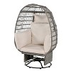 Gulches Outdoor Swivel Chair,Rattan Egg Patio Chair with Rocking Function for Balcony,Poolside and Garden (Gray Wicker+Beige Cushion) - 4 of 4