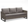 POCASSY 74.4" Outdoor Wicker Couch with Metal Armrest, 3-Seater Couch with Square Armrest Gray Wicker Patio Furniture Sofa for Porch Balcony - 2 of 4