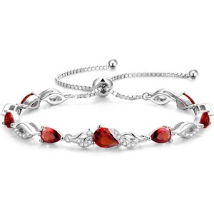 Teardrop Birthstone Tennis Bracelet, Sterling Silver with 9x7mm Gemstone & Adjustable Bolo Chain, Birthday Gift for Her - 1 of 4