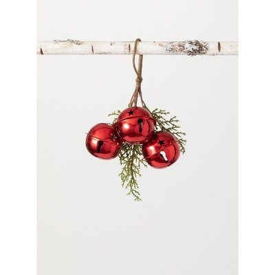 Large Red Jingle Bells Wreath Red 11.5H Metal