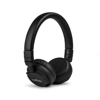 Veho Z-4 On-Ear Wired Headphones | Foldable Design | Leather Finish | Microphone | Remote Control - Black (VEP-009-Z4)