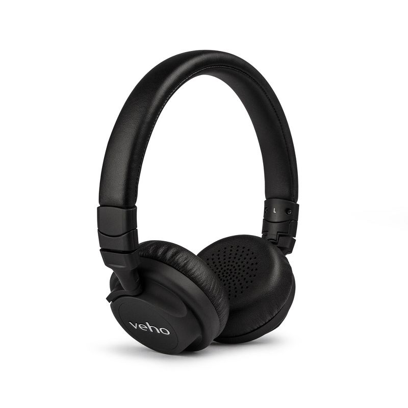 Veho Z-4 On-Ear Wired Headphones | Foldable Design | Leather Finish | Microphone | Remote Control - Black (VEP-009-Z4), 1 of 8