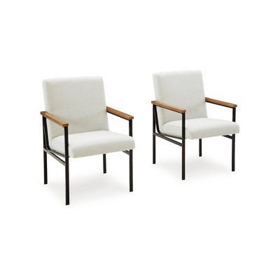 Signature Design by Ashley Dressonni Upholstered Dining Arm Chairs, Set of 2, Cream
