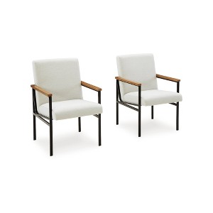 Signature Design by Ashley Dressonni Upholstered Dining Arm Chairs, Set of 2, Cream - 1 of 4