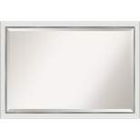 39" x 27" Eva White Narrow Framed Wall Mirror Silver - Amanti Art