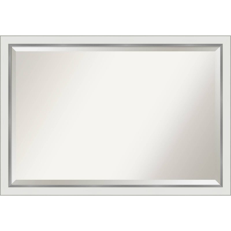 39&#34; x 27&#34; Eva White Narrow Framed Wall Mirror Silver - Amanti Art, 1 of 9