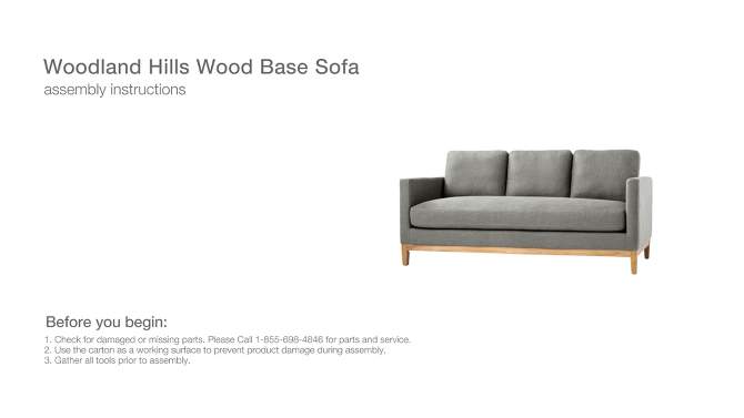 Woodland Hills Wood Base Sofa Light Gray - Threshold&#8482; designed with Studio McGee, 2 of 13, play video