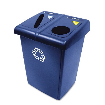 Rubbermaid Commercial Glutton Recycling Station Two-Stream 46 gal Blue 1792339