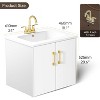 phiestina 24 Inch White Floating Bathroom Vanity, Pre-Assembled Wall-Mounted Cabinet with 2 Soft-Close Doors & 3 Hole Ceramic Sink, No Faucet - 2 of 4